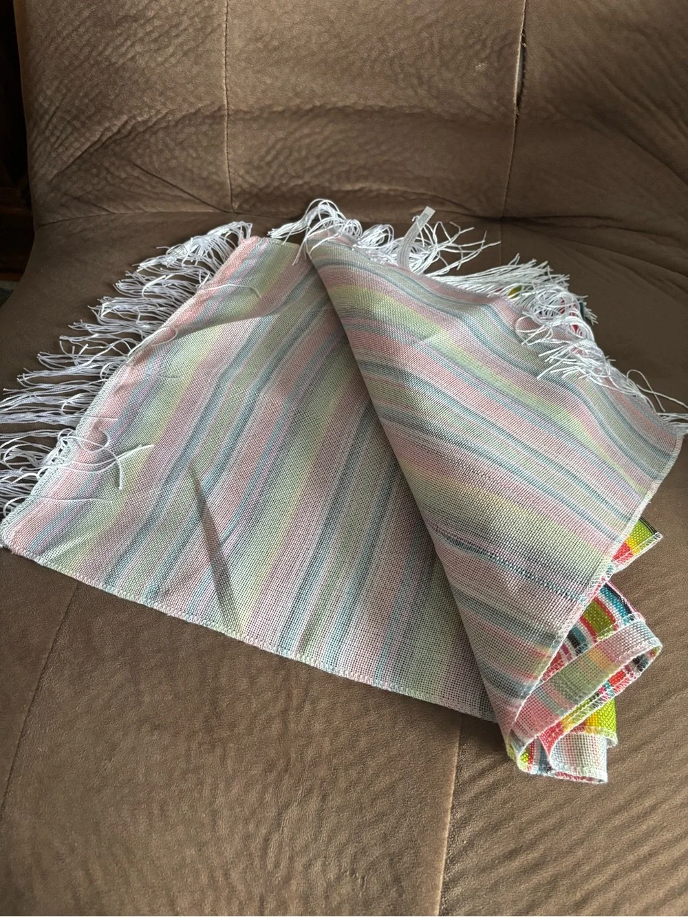 Multicolor Striped Fringe 72” x 14” table runner Mexican fiesta
